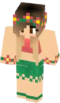 Hawaiian Hula Dancer Steve in grass skirt and coconut bra Minecraft Skin