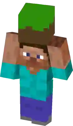 Steve Holding A Grass Block, Minecraft Skin