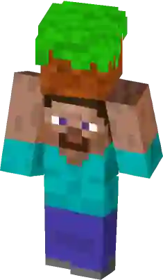 Steve Holding A Grass Block, Minecraft Skin