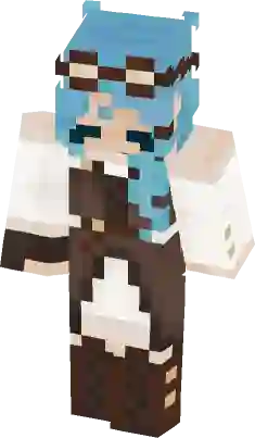 Herobrine Girl with Hood and Blue Hair Fox Minecraft Skin