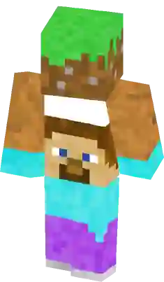 Steve Holding A Grass Block, Minecraft Skin